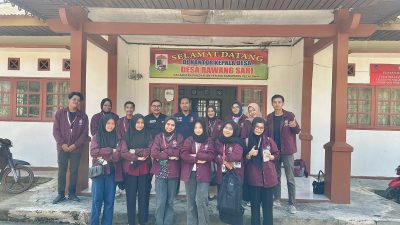 Penyerahan dan Penyambutan Mahasiswa Kuliah Kerja Nyata (KKN) SMART UMRI oleh Kepala Desa Rawang Sari dan Camat Pangkalan Lesung