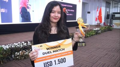 Kalahkan Pecatur Vietnam, Women Grand Master Dewi Citra Anastasia Juarai Dwitarung Turnamen Japfa Chess Festival 2023