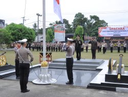 Upacara Harkitnas di Polres Kampar, Kapolres Bacakan Sambutan Menkomdigi