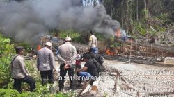Operasi Penertiban PETI di Inhu, 10 Rakit Alat Tambang Langsung Dimusnahkan