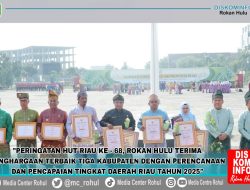 Peringatan Hari Jadi ke-68 Provinsi Riau, Rohul Raih Kabupaten Terbaik III dengan Perencanaan dan Pencapaian Tingkat Daerah