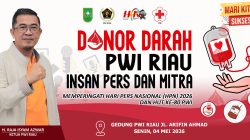 Semarak HPN dan HUT ke-80, PWI Riau Gelar Aksi Kemanusiaan Donor Darah Senin Mendatang