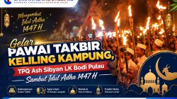 Gelar Pawai Takbir Keliling Kampung, TPQ Ash Sibyan LK Bodi Pulau Sambut Idul Adha 1447 H