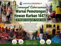 Semangat Kebersamaan Warnai Pemotongan Hewan Kurban 1447 H di Mesjid Istiqomah Teriak Hulu
