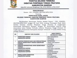 15 Peserta Lulus Seleksi Akhir JPTP Pemkab Kampar, Lanjut Tes Kesehatan di RSJ Tampan Pekanbaru