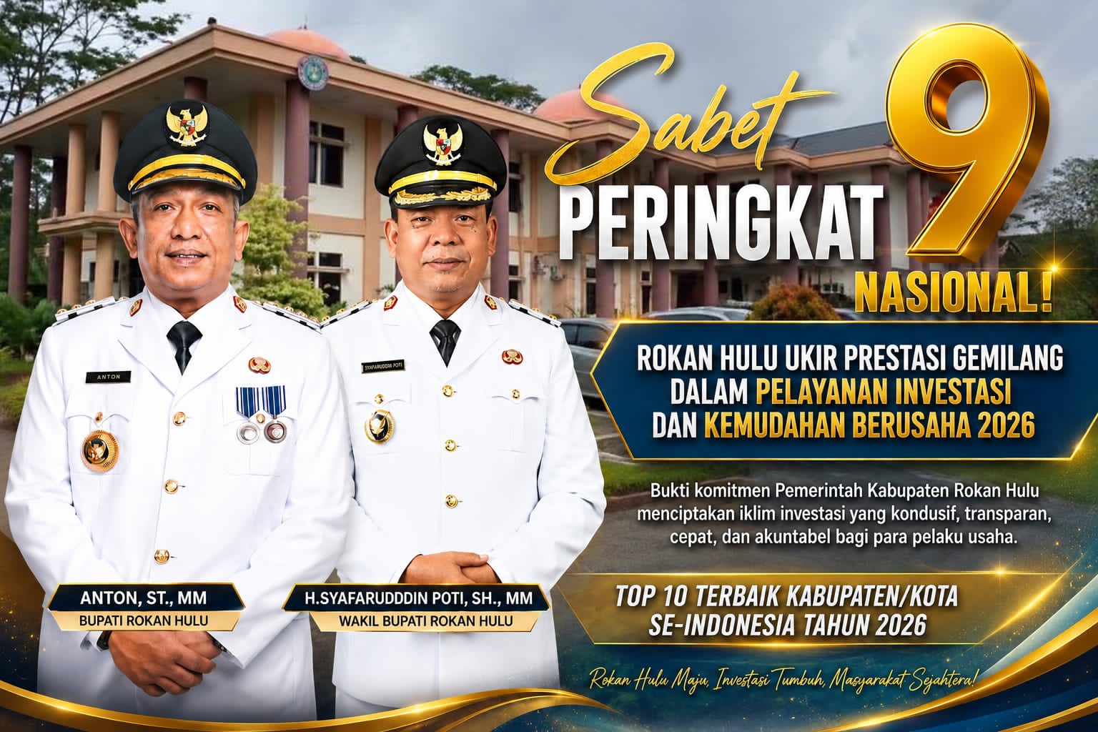 Pelayanan Investasi, Rohul Raih Peringkat 9 Nasional