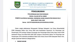 Dimulai 31 Juli, TPP KONI Rohul Buka Pendaftaran Caketum KONI Rohul 2026