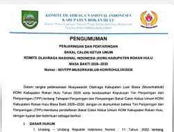 Dimulai 31 Juli, TPP KONI Rohul Buka Pendaftaran Caketum KONI Rohul 2026