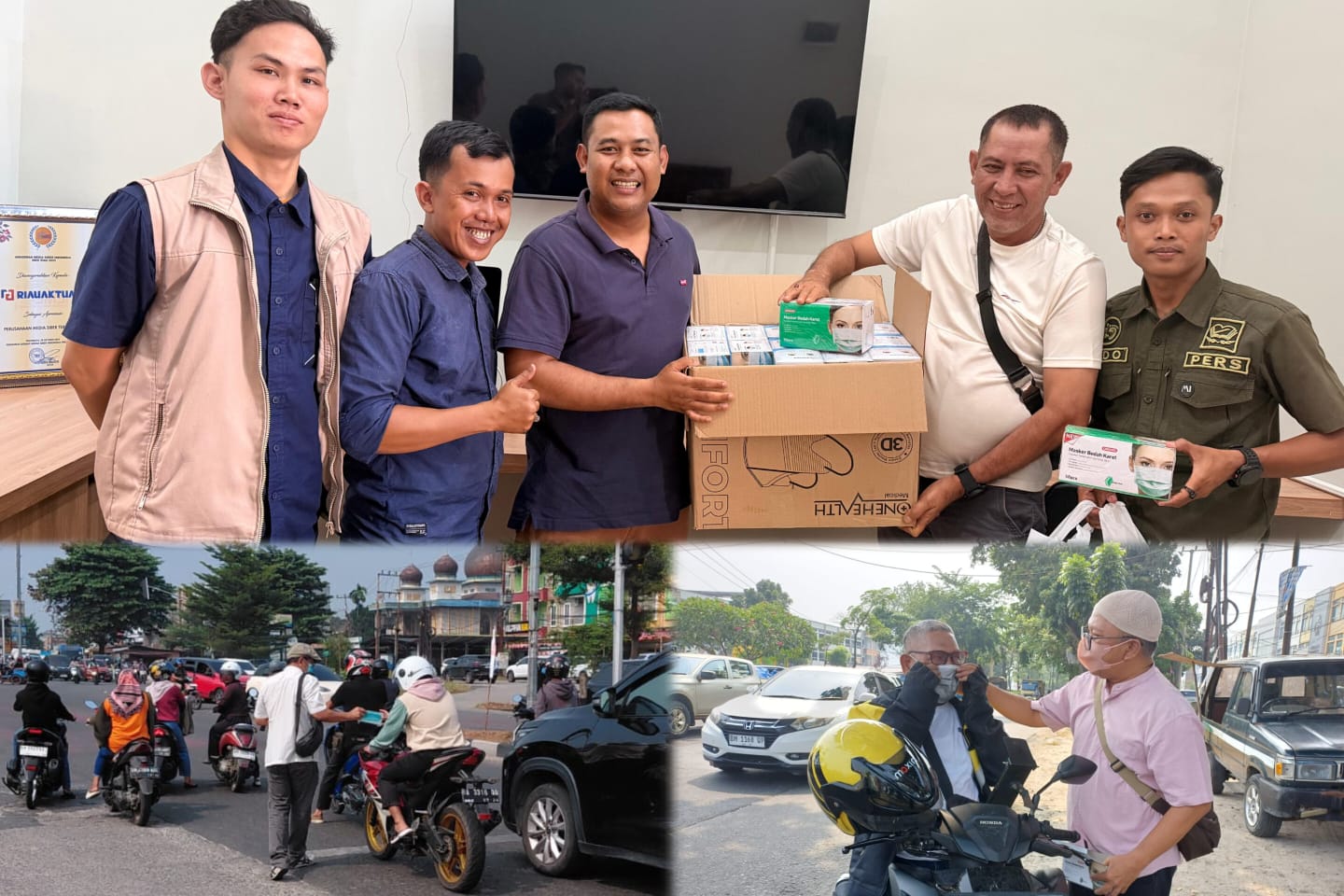 Wujud Kepedulian di Tengah Kabut Asap, PWI Riau Bagikan 10 Ribu Masker untuk Pengguna Jalan