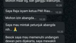 Waspada! Modus Minta Uang Tiket, Akun WhatsApp Palsu Catut Nama Ketua PWI Riau