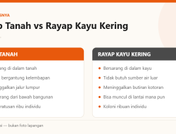 Rayap Tanah dan Rayap Kayu Kering: Kenali Bedanya Sebelum Salah Tangani