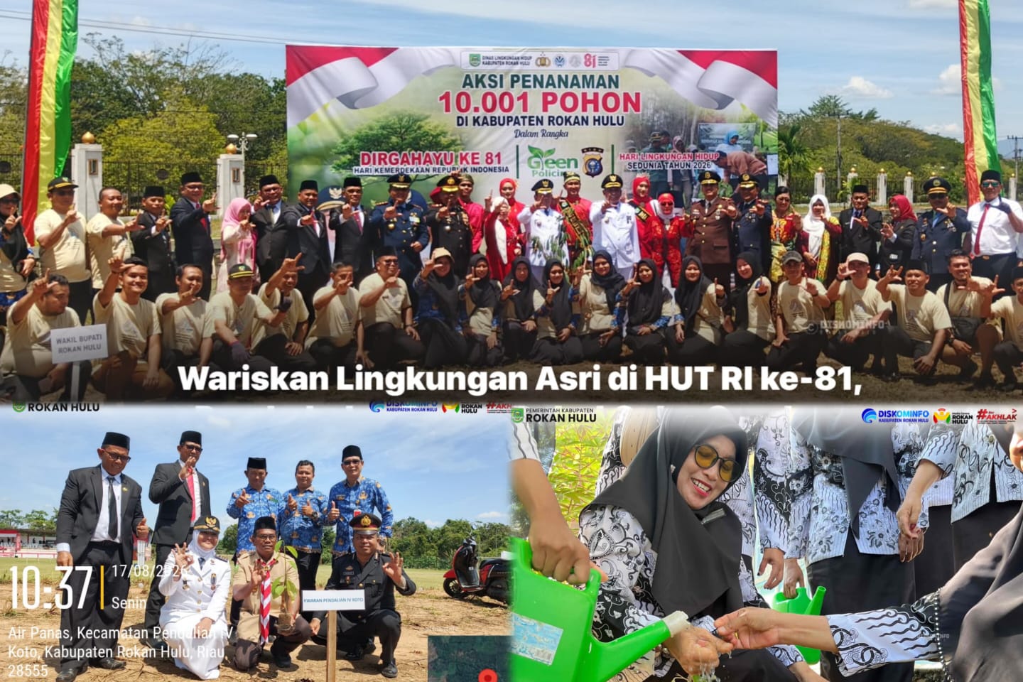 Wariskan Lingkungan Asri di HUT RI ke-81, Pemkab dan Polres Rohul Gelar Gerakan Masif Tanam 10.001 Pohon.